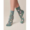 Хлопковые женские носки happy с рисунками "corgi" 388 серо-бирюзовый, 17С-21СП, 36-39 (23-25), ,  - 1