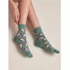 Хлопковые женские носки happy с рисунками "corgi" 388 серо-бирюзовый, 17С-21СП, 36-39 (23-25), ,  - 2
