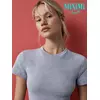 Футболка укороченная (кашкорсе) minimi 1421с fresh grigio melange, , 44 (S), MINIMI, - 3