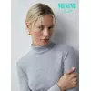 Водолазка с высоким воротником с подворотом (кашкорсе) minimi 1731с fresh grigio melange, , 44 (S), MINIMI, - 3