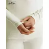 Лонгслив женский "термо" в рубчик с воротником omsa omd 1624t rb avorio, , 50 (XL), OMSA, - 7