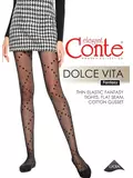 Колготки женские в сердечки c имитацией шнуровки dolce vita nero, , 2, CONTE ELEGANT, - 1