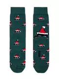 Новогодние мужские носки с пушистой нитью «xmas cat» diwari 524 темно-бирюзовый, , 42-45 (27-29), DIWARI, - 1
