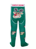 Новогодние детские колготки conte-kids "deer" 589 зеленый, , 62-74 (12), CONTE-KIDS, - 1