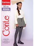 Плотные детские меланжевые колготки с рисунком «звезды» jessica grafit, , 116-122, CONTE ELEGANT, - 1