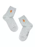 Однотонные детские хлопковые носки с вышивкой tip-top 514 светло-серый, , 16, CONTE-KIDS, - 1