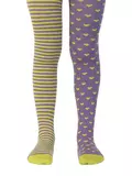 Колготки детские tip-top (весёлые ножки) 355 фиолетовый-темно-салатовый, , 80-86 (14), CONTE-KIDS, - 1