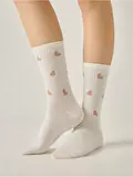Хлопковые удлиненные носки conte active 708 молочный, , 36-38 (23-25), CONTE ELEGANT, - 1