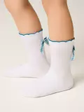 Носки детские (декор, бантики) tip-top 065 белый-бирюза, , 16, CONTE-KIDS, - 1