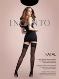 Чулки с кружевной резинкой и имитацией шва incanto fatal nero, , 2, INCANTO, - 1