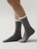 Носки в рубчик с резинкой «пикот» conte classic 967 серый, , 36-39 (23-25), CONTE ELEGANT, - 1