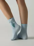 Удлинённые женские носки с пикотом «подснежник» conte classic 1138 светло-голубой, , 36-39, CONTE ELEGANT, - 1