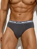 Трусы мужские слипы с открытой резинкой omsa omb 1224 grigio scuro, , 52 (2XL), OMSA, - 1