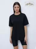 Женская футболка oversize из 100% хлопка omsa omt_d1301 nero, , 50 (XL), OMSA, - 1