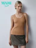 Майка женская на широких бретелях из кашкорсе minimi 1321_01ce sabbia, , 44 (S), MINIMI, - 1