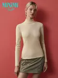 Водолазка с высоким воротником с подворотом (кашкорсе) minimi 1731с fresh beige, , 44 (S), MINIMI, - 1