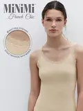 Майка в рубчик на широких бретелях minimi 1321s french chic beige, , 46/48 (M/L), MINIMI, - 1