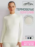 Лонгслив женский "термо" в рубчик с воротником omsa omd 1624t rb avorio, , 50 (XL), OMSA, - 1