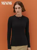 Женский лонгслив из кашкорсе minimi 1611с fresh nero, , 42 (XS), MINIMI, - 1