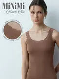Майка в рубчик на широких бретелях minimi 1321s french chic cappuccino, , 46/48 (M/L), MINIMI, - 1