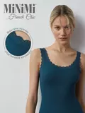 Майка в рубчик на широких бретелях minimi 1321s french chic oceania, , 42/44 (XS/S), MINIMI, - 1