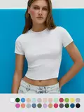 Футболка укороченная (кашкорсе) minimi 1421с fresh bianco, , 44 (S), MINIMI, - 1