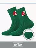 Детские теплые высокие носки с шерстью (новый год) omsa kids calzino 21n64 verde, , 23-26 (14-16), OMSA, - 1