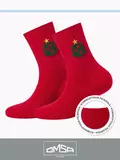 Детские теплые высокие носки с шерстью (новый год) omsa kids calzino 21n64 rosso, , 23-26 (14-16), OMSA, - 1
