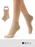 Женские зимние укороченные носки в рубчик minimi inverno 3304 beige, , 35-38 (23-25), OMSA, - 1