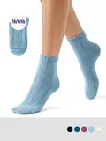 Женские зимние высокие носки в рубчик minimi inverno 3305 blu chiaro, , 35-38 (23-25), OMSA, - 1
