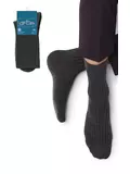 Классические мужские носки в рубчик omsa comfort 308 grigio scuro, , 45-47 (29-31), OMSA, - 1