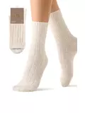 Высокие женские зимние носки с люрексом omsa comfort 353 beige, , 35-38 (23-25), OMSA, - 1