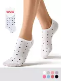 Женские укороченные носки из хлопка в горошек minimi trend 4203 bianco, , 39-41 (25-27), MINIMI, - 1