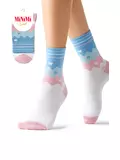 Высокие женские носки с трендовым рисунком minimi trend 4219 bianco/multicolor, , 39-41 (25-27), MINIMI, - 1