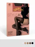 Ажурные чулки женские с кружевом omsa style 40 nero, , 2, OMSA, - 1
