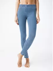 Ультрамодные джеггинсы с россыпью из стразов alany new blue-denim, , 170-90/XS, CONTE ELEGANT, - 3