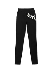 Ультраэластичные джеггинсы с металлической вышивкой flores nero, , 164-98/M, CONTE ELEGANT, - 5