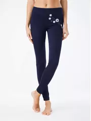 Ультраэластичные джеггинсы с металлической вышивкой flores marino, , 170-90/XS, CONTE ELEGANT, - 1