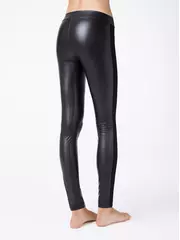 Ультрамодные леггинсы из искусственной кожи с лампасами gloss chic nero, , 170-102/L, CONTE ELEGANT, - 4