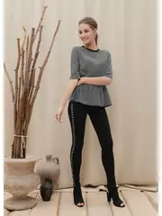 Ультрамодные джеггинсы с лампасами hollywood black, , 164-98/M, CONTE ELEGANT, - 1