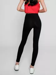 Хлопковые женские леггинсы с высокой посадкой basic conte black, , 170-90/XS, CONTE ELEGANT, - 2