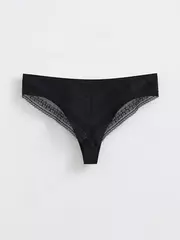 Бесшовные женские трусы «бразилиана» из хлопка и кружева romantic story lbr 1266 black, , 90/XS, CONTE ELEGANT, - 2