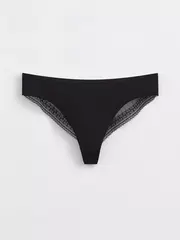 Бесшовные женские трусы «бразилиана» из хлопка и кружева romantic story lbr 1266 black, , 90/XS, CONTE ELEGANT, - 1