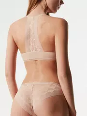 Бюстье с треугольными чашками из хлопка с итальянским кружевом demure lbe 1276 skin, , 170-84/XS, CONTE ELEGANT, - 2