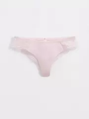 Трусы женские «бразилиана» из хлопка с кружевом light day lbr 1275 light pink, , 90/XS, CONTE ELEGANT, - 1