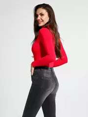 Женская боди-водолазка из вискозы lbd 1029 flame red, , 164-100-106/XL, CONTE ELEGANT, - 4