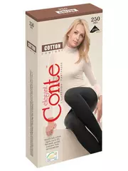 Колготки женские conte cotton 250 nero, , 3, CONTE ELEGANT, - 5