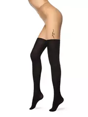 Колготки женские с тату-рисунком и имитацией гольфинов lovely nero-bronz, , 2, CONTE ELEGANT, - 2