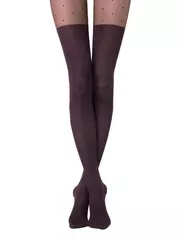 Колготки в горошек с имитацией гольфинов sensation grafit, , 2, CONTE ELEGANT, - 1