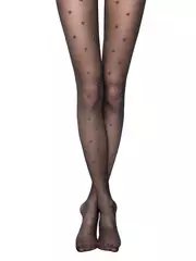 Колготки женские в горошек с люрексом brilliant nero, , 4, CONTE ELEGANT, - 2
